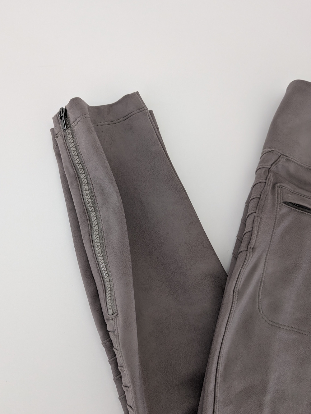 Athleta Delancey Gleam Leggings Bluff Gray Back Pockets Ankle Zip Casual L - Picture 6 of 10